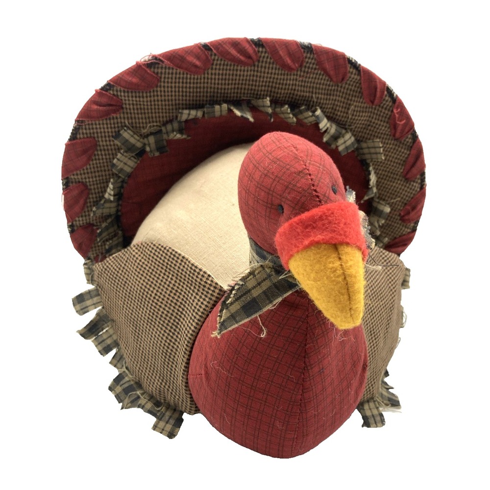 Vtg Thanksgiving Fall Decor HALLMARK Fabric Turkey Table Centerpiece 9x10"